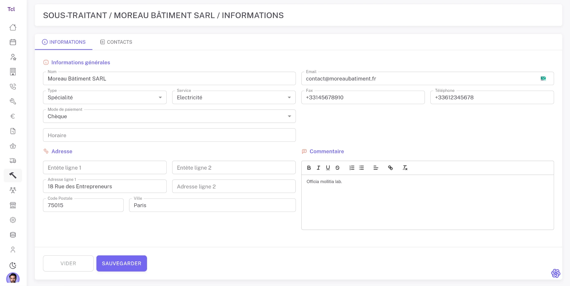 Base de données centralisée des sous-traitants
