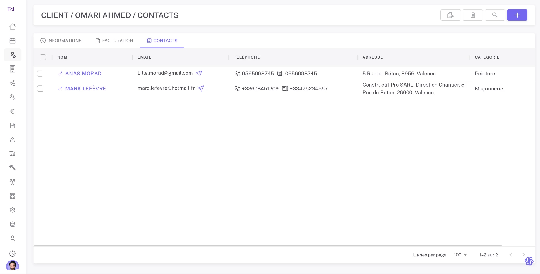 Gestion des adresses de facturation