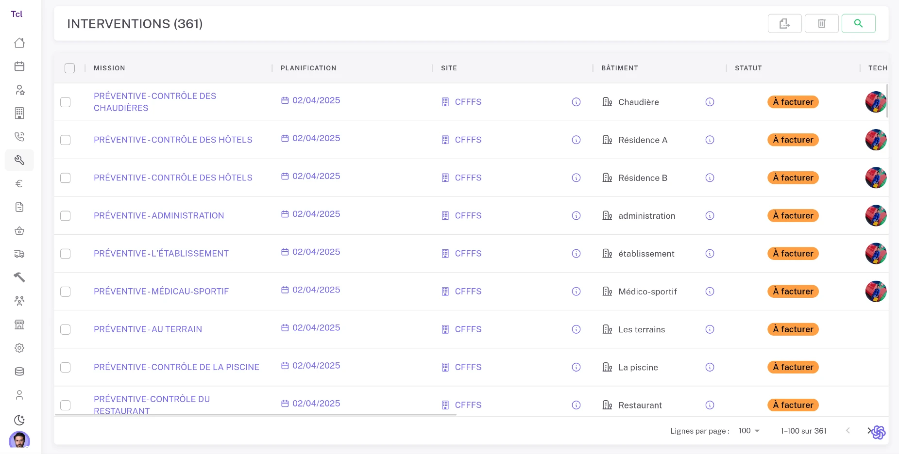 Vue liste et filtres avancés
