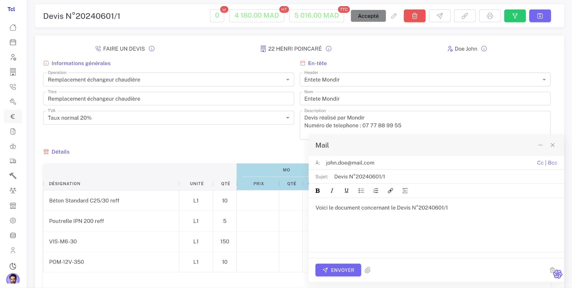 Envoi professionnel par email