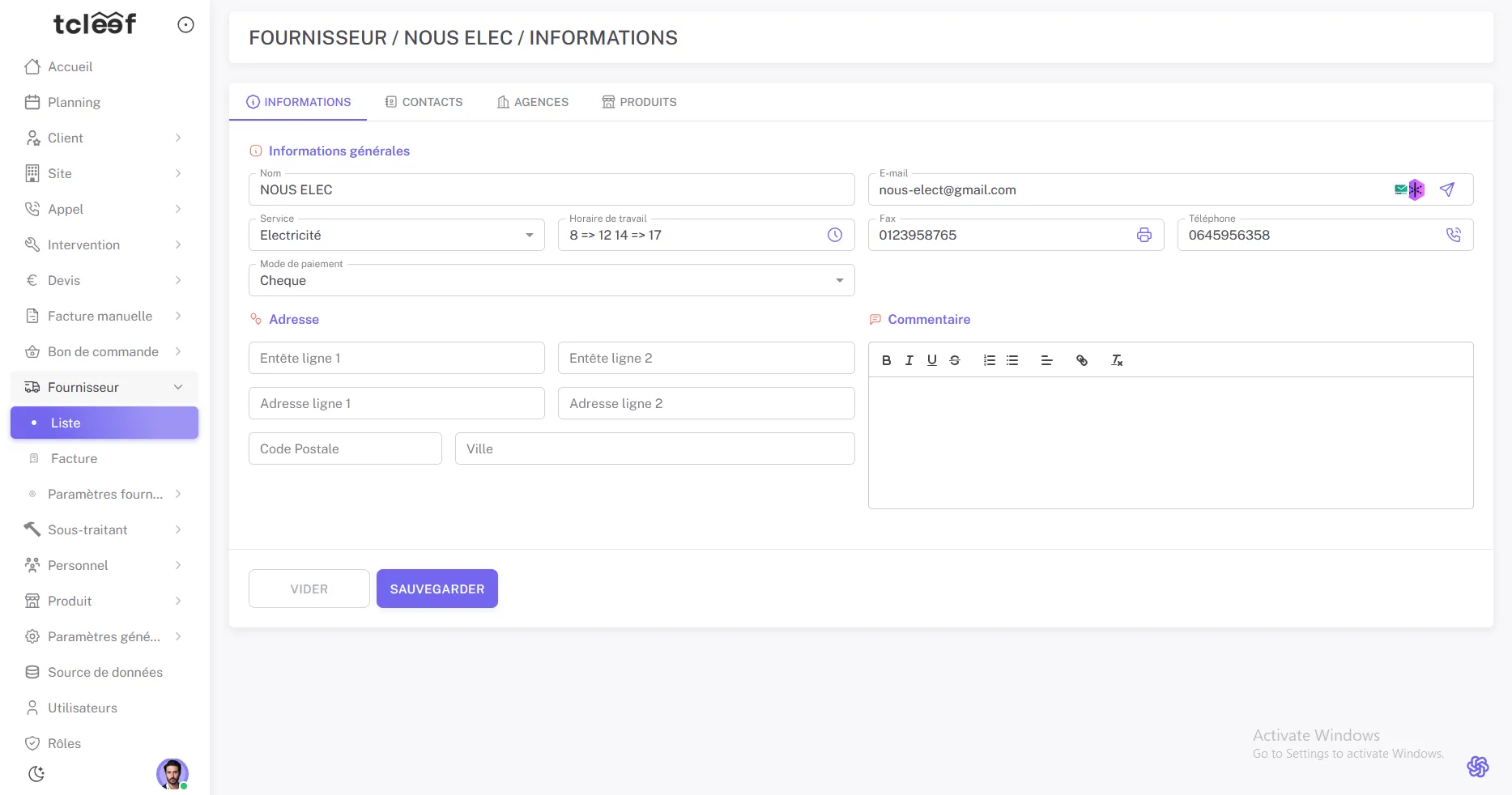 Base de données fournisseurs complète