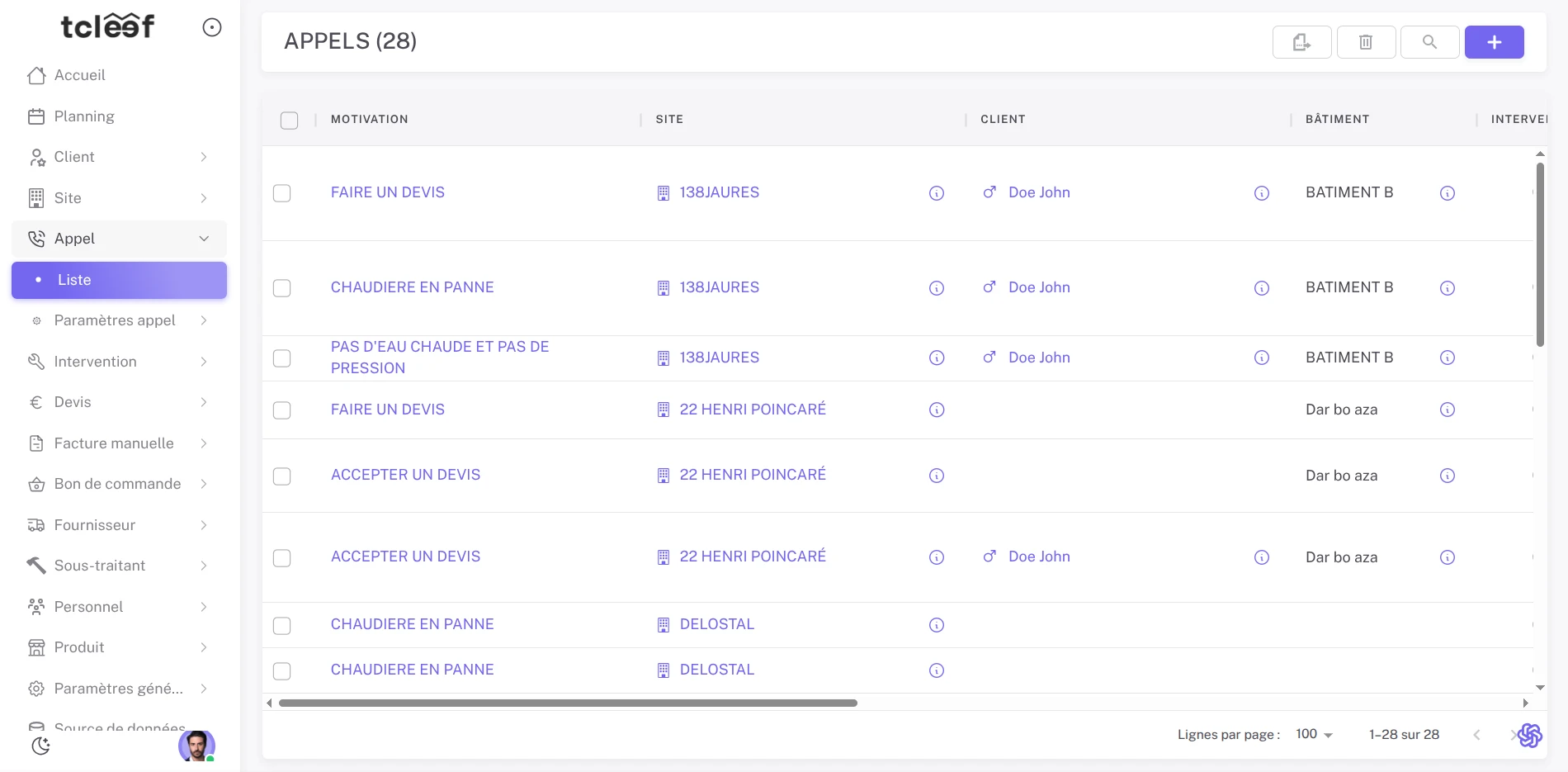 Vue liste et recherche avancée
